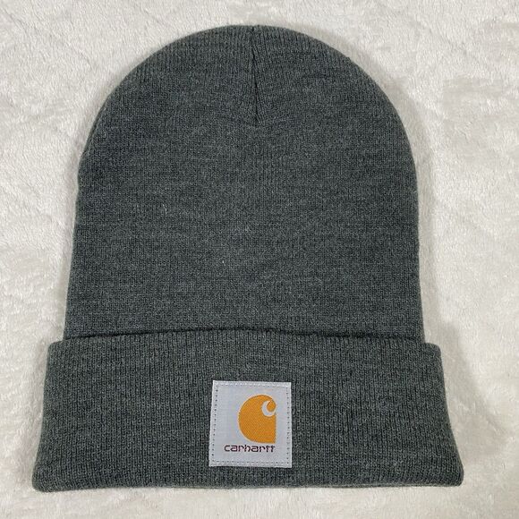 Carhartt Knit Cuffed Beanie Hat Gray One Size Winter Cap Unisex GorpCore Hiking - Picture 1 of 3